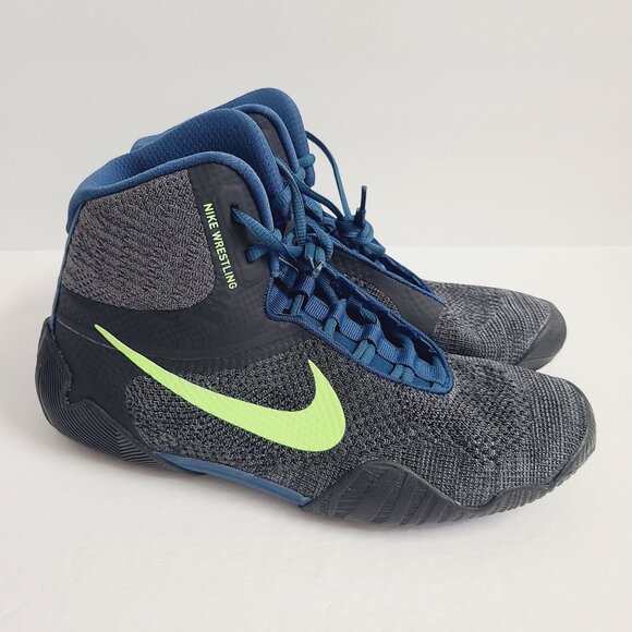 NEW Nike Tawa Flyknit Wrestling Shoes CI2952-004 Size 12 Gray Blue